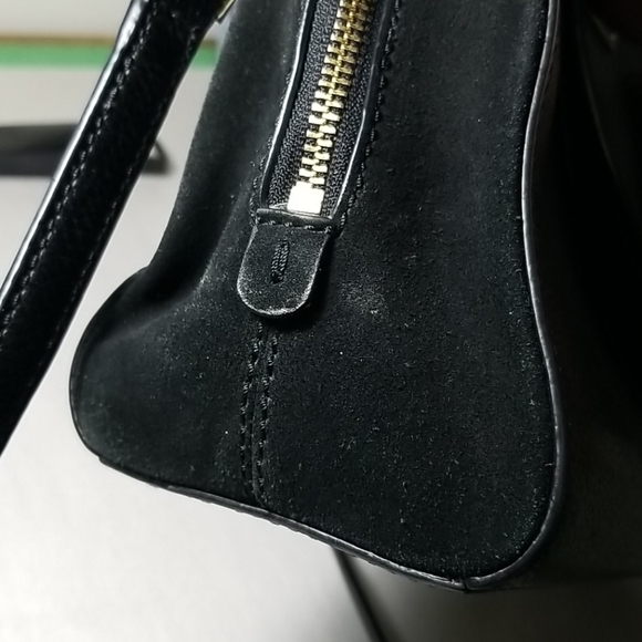 Kate Spade Leather and Suede Shoulder Satchel Cross Body Strap Black - Picture 8 of 8